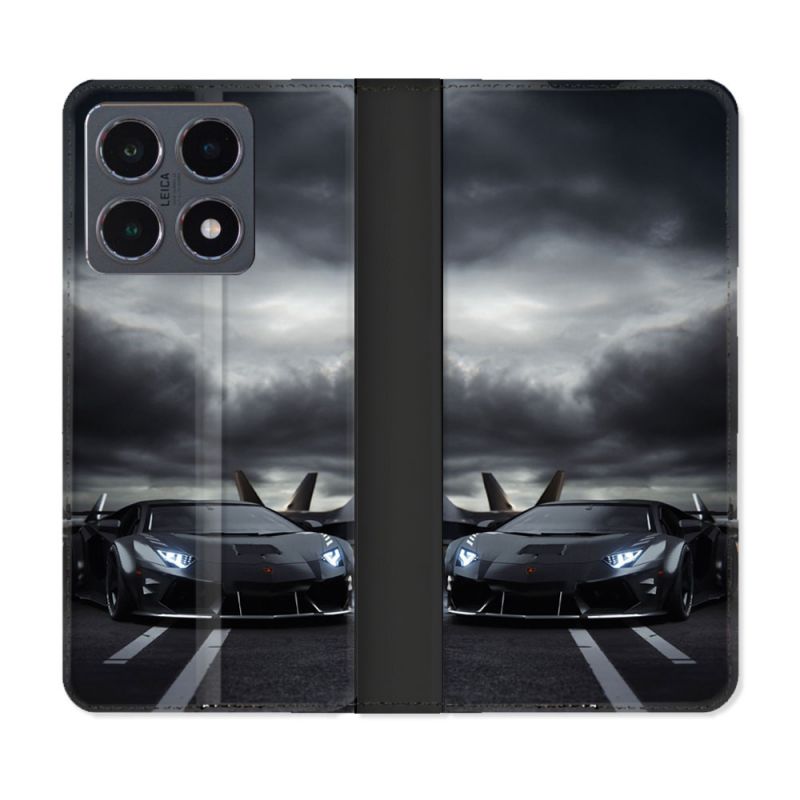 Housse cuir portefeuille Pour Xiaomi 15T Pro Lamborghini Avion