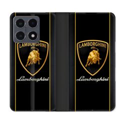 Housse cuir portefeuille Pour Xiaomi 15T Pro Lamborghini Carbone