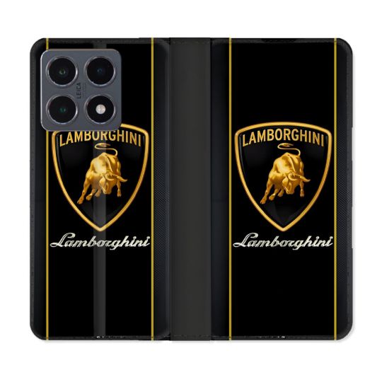 Housse cuir portefeuille Pour Xiaomi 15T Pro Lamborghini Carbone
