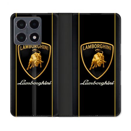 Housse cuir portefeuille Pour Xiaomi 15T Pro Lamborghini Carbone
