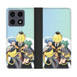 Housse cuir portefeuille Pour Xiaomi 15T Pro Manga Assassination Classroom Kuro Trio
