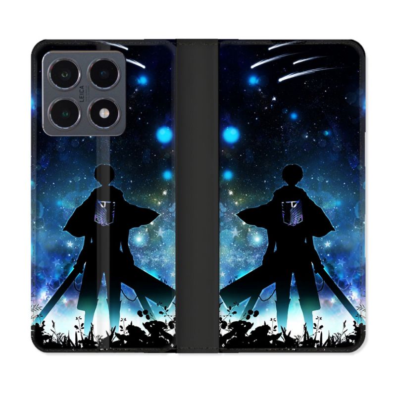 Housse cuir portefeuille Pour Xiaomi 15T Pro Manga Attaque Titans Levi