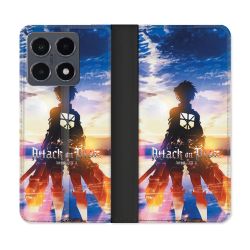 Housse cuir portefeuille Pour Xiaomi 15T Pro Manga Attaque Titans Soleil