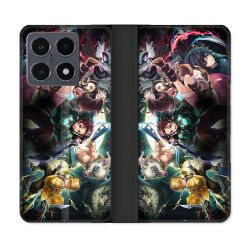 Housse cuir portefeuille Pour Xiaomi 15T Pro Manga Demon Slayer Groupe
