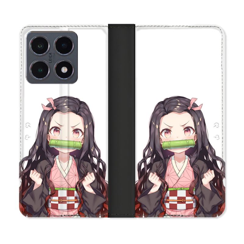Housse cuir portefeuille Pour Xiaomi 15T Pro Manga Demon Slayer Nezuko