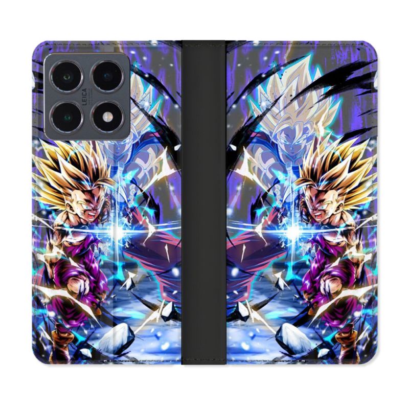 Housse cuir portefeuille Pour Xiaomi 15T Pro Manga Dragon Ball Sangohan Duo