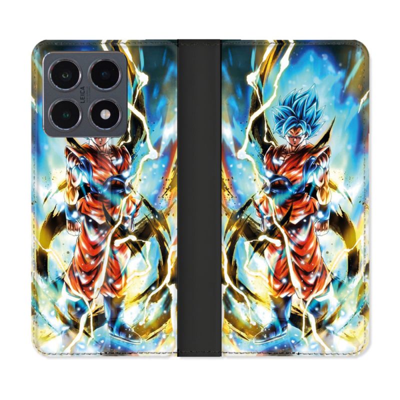 Housse cuir portefeuille Pour Xiaomi 15T Pro Manga Dragon Ball Sangoku Blanc