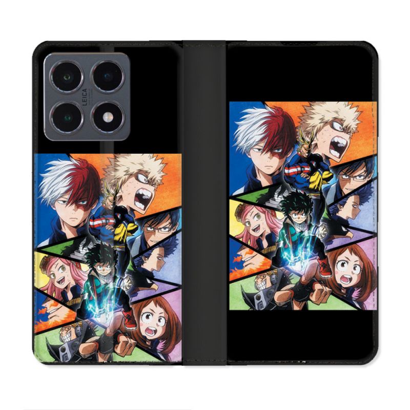 Housse cuir portefeuille Pour Xiaomi 15T Pro Manga My Hero Academia Noir