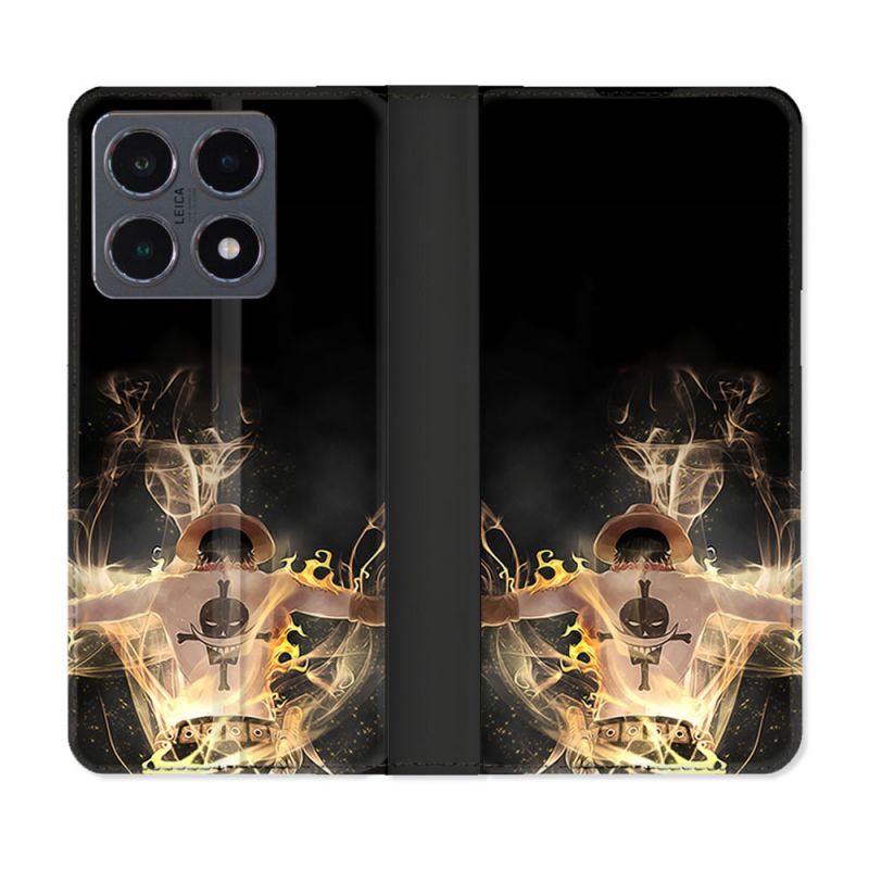 Housse cuir portefeuille Pour Xiaomi 15T Pro Manga One Piece Ace Noir