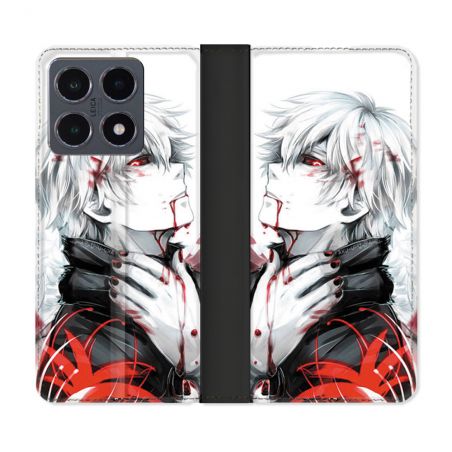 Housse cuir portefeuille Pour Xiaomi 15T Pro Manga Tokyo Ghoul Kaneki Blanc