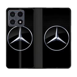 Housse cuir portefeuille Pour Xiaomi 15T Pro Mercedes Carbone