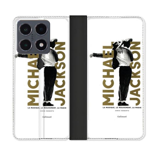 Housse cuir portefeuille Pour Xiaomi 15T Pro Michael Jackson Blanc