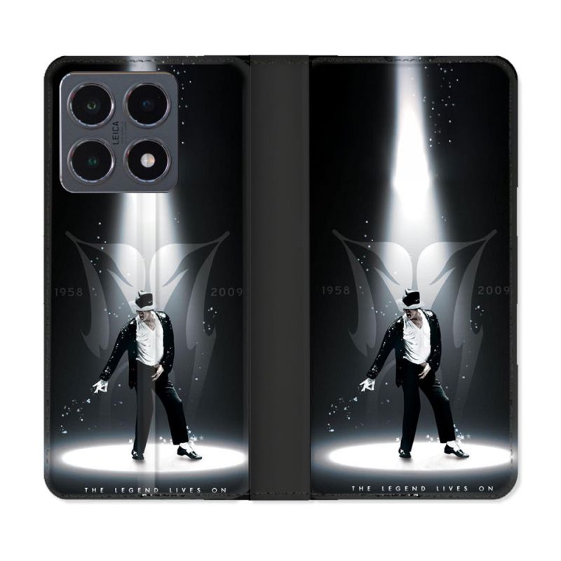 Housse cuir portefeuille Pour Xiaomi 15T Pro Michael Jackson Noir