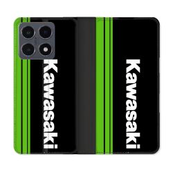 Housse cuir portefeuille Pour Xiaomi 15T Pro Moto Kawasaki