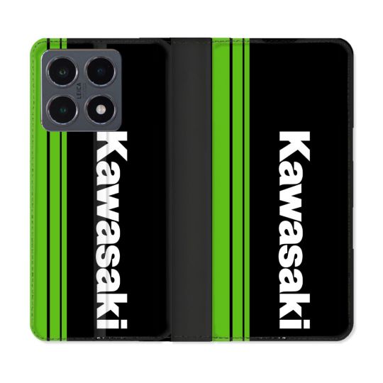 Housse cuir portefeuille Pour Xiaomi 15T Pro Moto Kawasaki