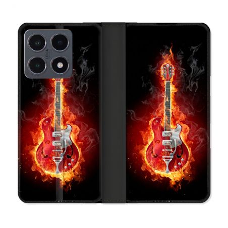 Housse cuir portefeuille Pour Xiaomi 15T Pro Musique Guitare Electrique