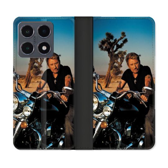 Housse cuir portefeuille Pour Xiaomi 15T Pro Musique Johnny Hallyday Moto
