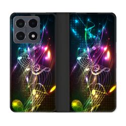 Housse cuir portefeuille Pour Xiaomi 15T Pro Musique Partition Multicolore