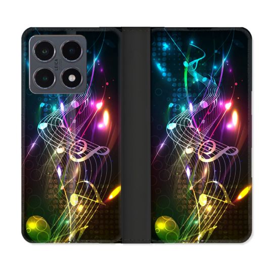 Housse cuir portefeuille Pour Xiaomi 15T Pro Musique Partition Multicolore