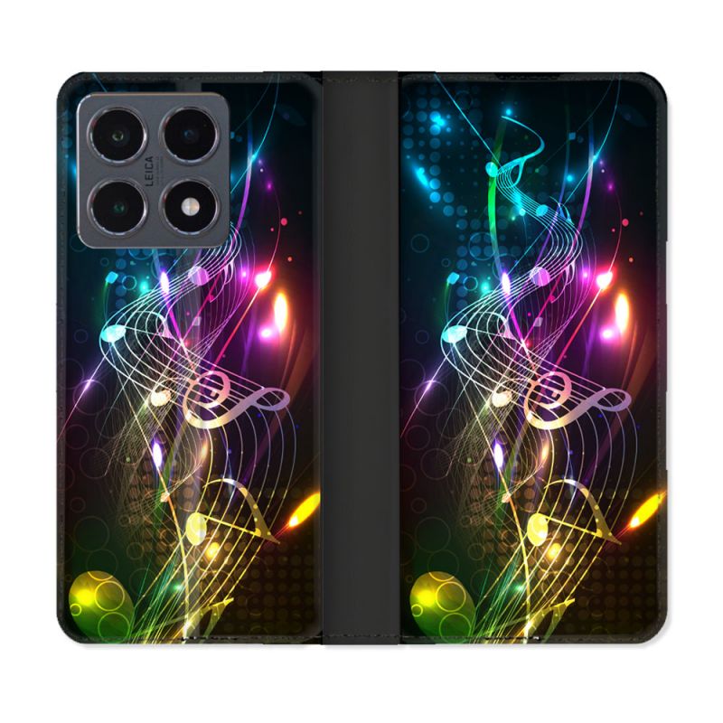 Housse cuir portefeuille Pour Xiaomi 15T Pro Musique Partition Multicolore
