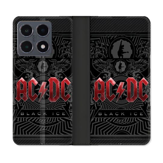 Housse cuir portefeuille Pour Xiaomi 15T Pro Musique Rock ACDC Rouge