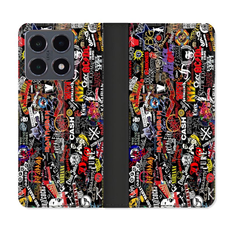 Housse cuir portefeuille Pour Xiaomi 15T Pro Musique Rock Groupe