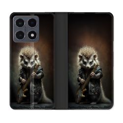 Housse cuir portefeuille Pour Xiaomi 15T Pro Musique Rock Herisson