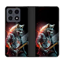 Housse cuir portefeuille Pour Xiaomi 15T Pro Musique Rock Loup