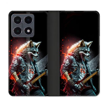 Housse cuir portefeuille Pour Xiaomi 15T Pro Musique Rock Loup