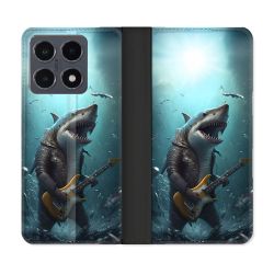 Housse cuir portefeuille Pour Xiaomi 15T Pro Musique Rock Requin