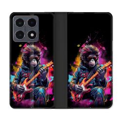 Housse cuir portefeuille Pour Xiaomi 15T Pro Musique Rock Singe