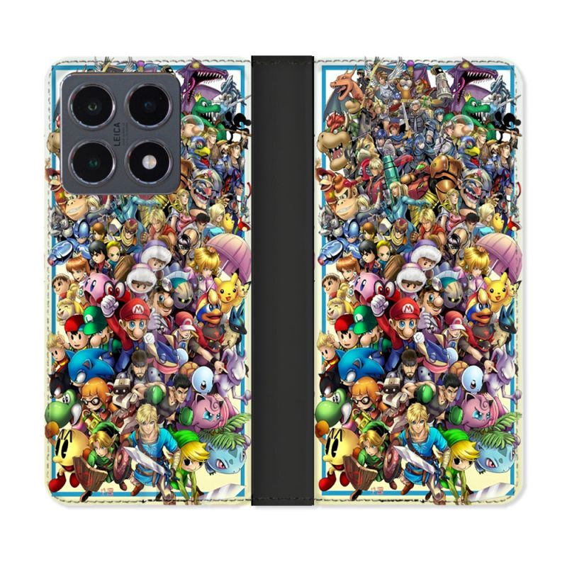 Housse cuir portefeuille Pour Xiaomi 15T Pro Nintendo