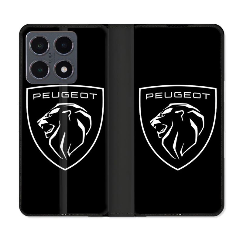 Housse cuir portefeuille Pour Xiaomi 15T Pro Peugeot