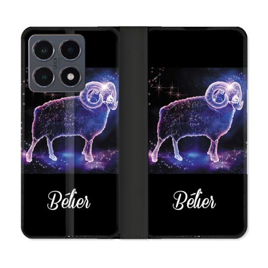 Housse cuir portefeuille Pour Xiaomi 15T Pro Signe Zodiaque 2 Bélier
