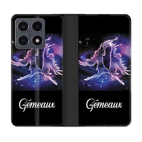 Housse cuir portefeuille Pour Xiaomi 15T Pro Signe Zodiaque 2 Gémeaux