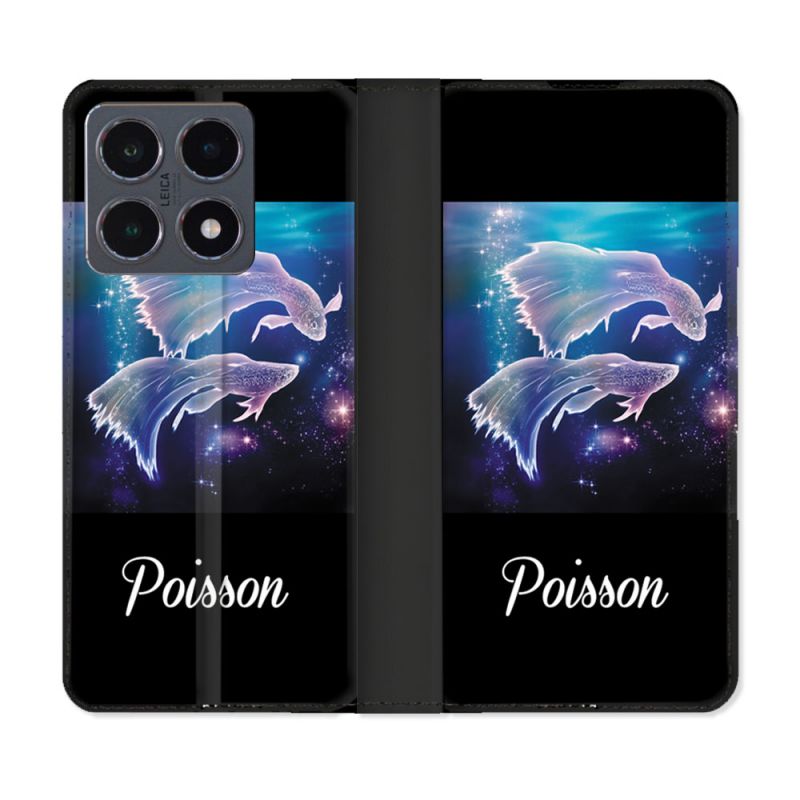 Housse cuir portefeuille Pour Xiaomi 15T Pro Signe Zodiaque 2 Poisson