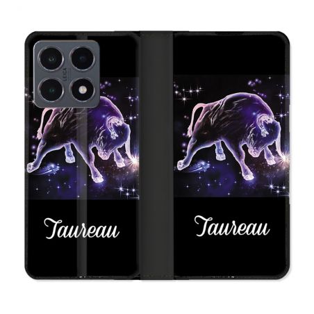 Housse cuir portefeuille Pour Xiaomi 15T Pro Signe Zodiaque 2 Taureau