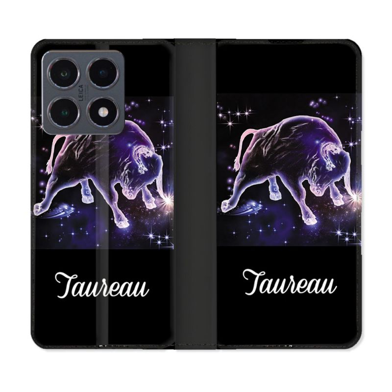 Housse cuir portefeuille Pour Xiaomi 15T Pro Signe Zodiaque 2 Taureau