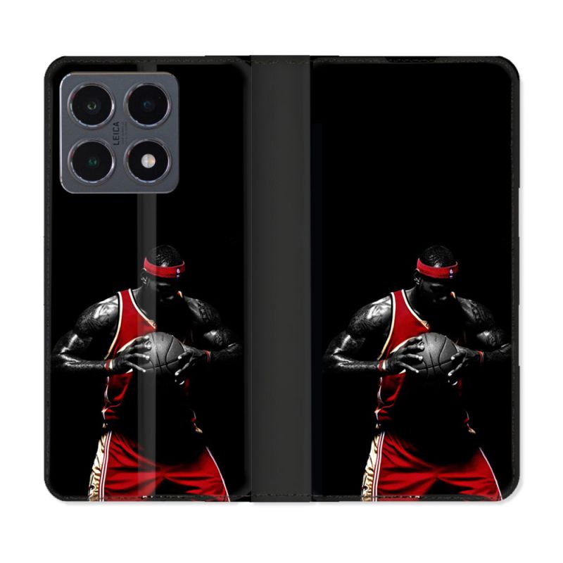 Housse cuir portefeuille Pour Xiaomi 15T Pro Sport Basketeur