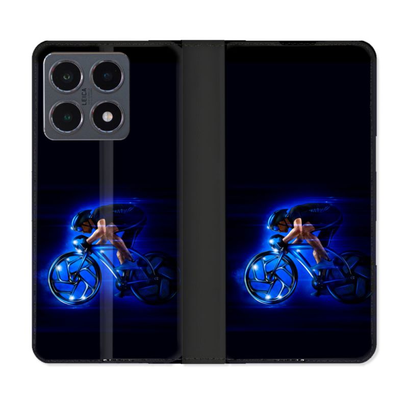 Housse cuir portefeuille Pour Xiaomi 15T Pro Sport Cyclisme Bleu