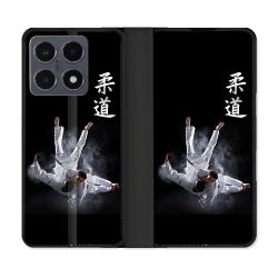 Housse cuir portefeuille Pour Xiaomi 15T Pro Sport Judo Noir