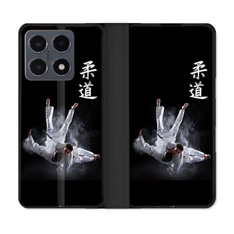 Housse cuir portefeuille Pour Xiaomi 15T Pro Sport Judo Noir