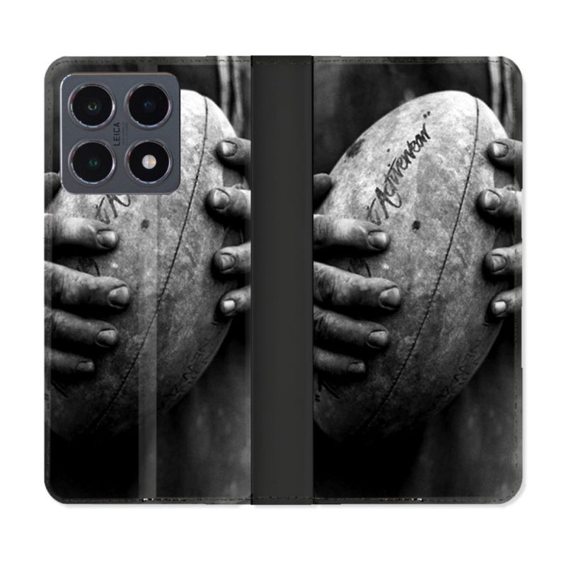 Housse cuir portefeuille Pour Xiaomi 15T Pro Sport Rugby Ballon Vintage