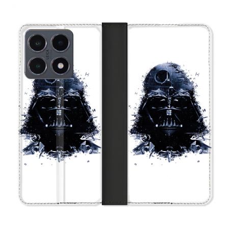 Housse cuir portefeuille Pour Xiaomi 15T Pro Star Wars - Dark Vador Blanc