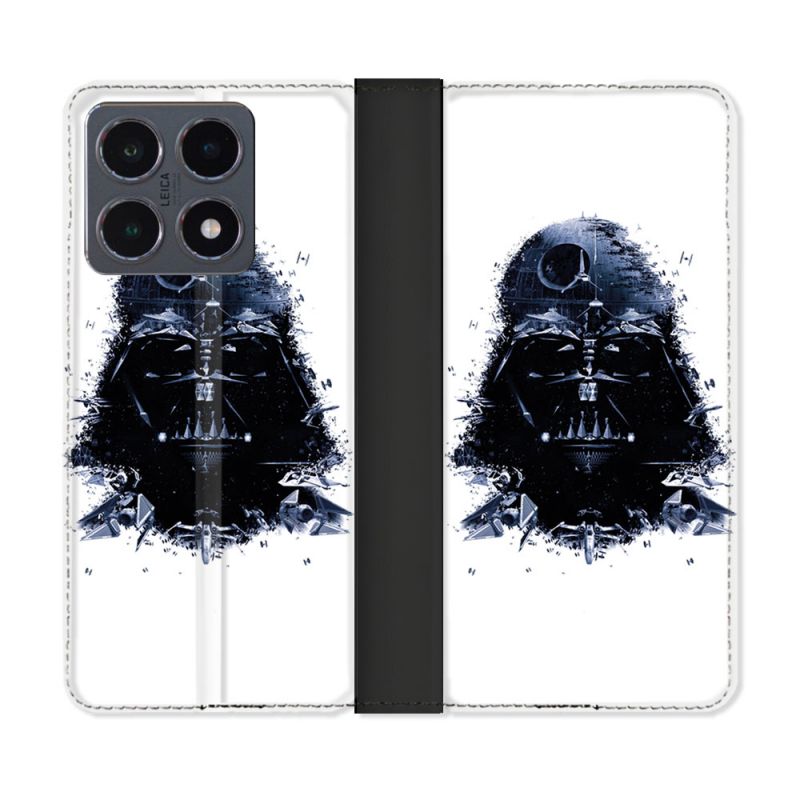 Housse cuir portefeuille Pour Xiaomi 15T Pro Star Wars - Dark Vador Blanc