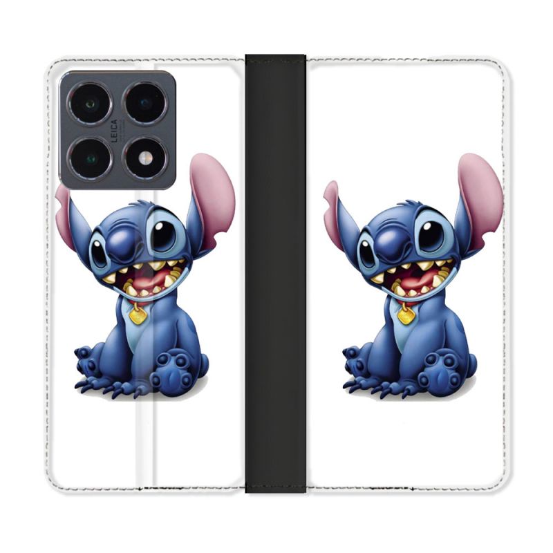 Housse cuir portefeuille Pour Xiaomi 15T Pro Stitch Blanc