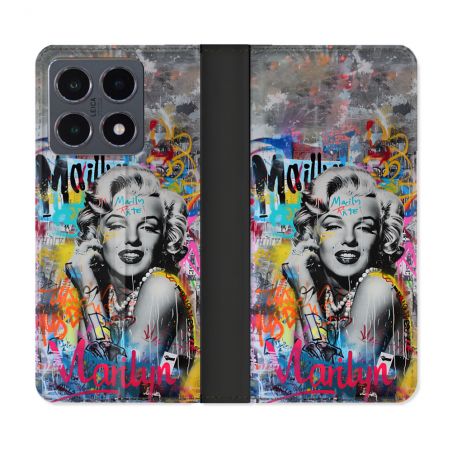 Housse cuir portefeuille Pour Xiaomi 15T Pro Street Art Maryline Monroe