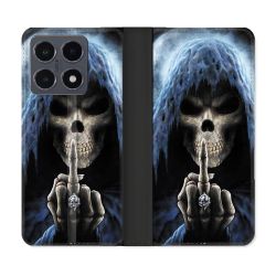 Housse cuir portefeuille Pour Xiaomi 15T Pro Tete de Mort Doigt