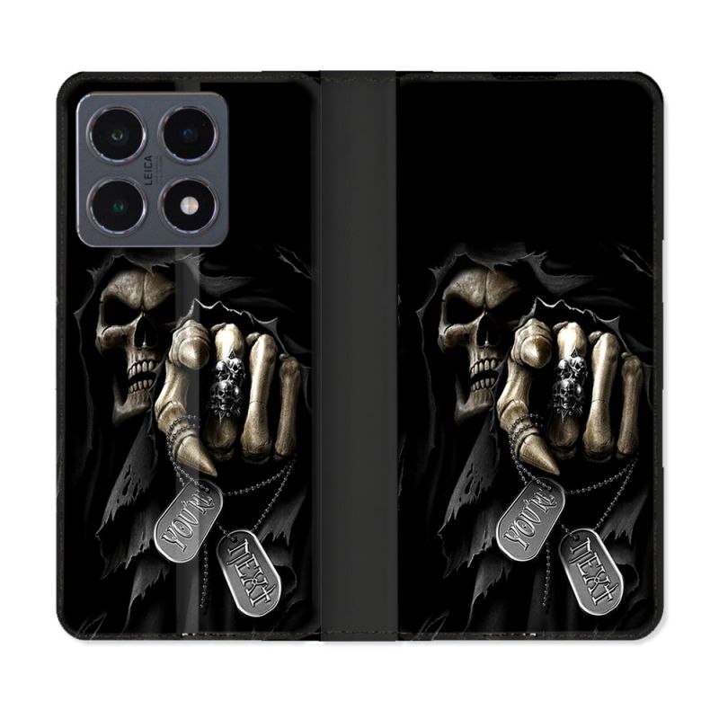 Housse cuir portefeuille Pour Xiaomi 15T Pro Tete de Mort Your Next