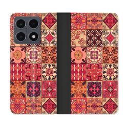 Housse cuir portefeuille Pour Xiaomi 15T Pro Texture Carreau Ciment Rouge